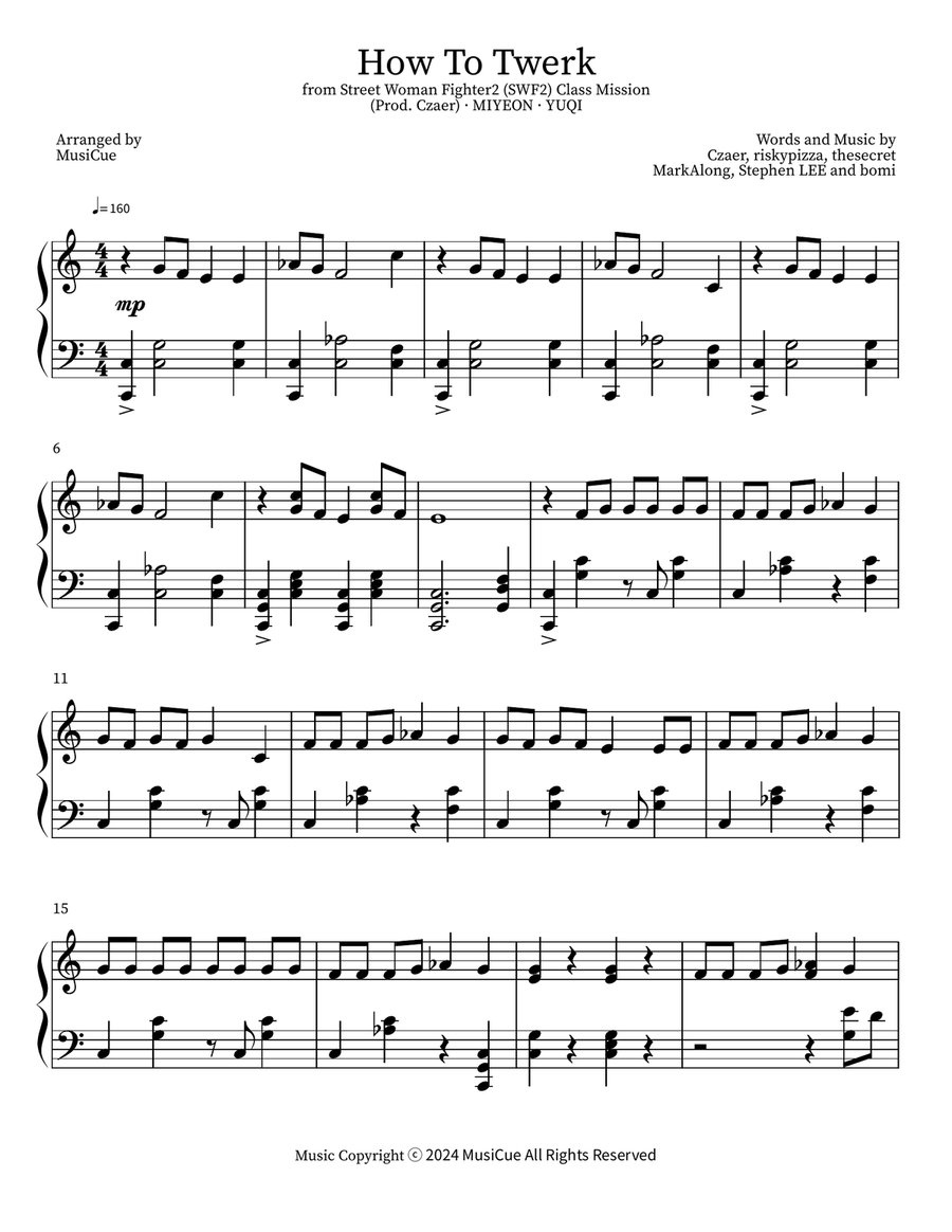 How To Twerk(Prod.czaer) How To Twerk(Prod.czaer) Piano Solo scores gallery preview page 1
