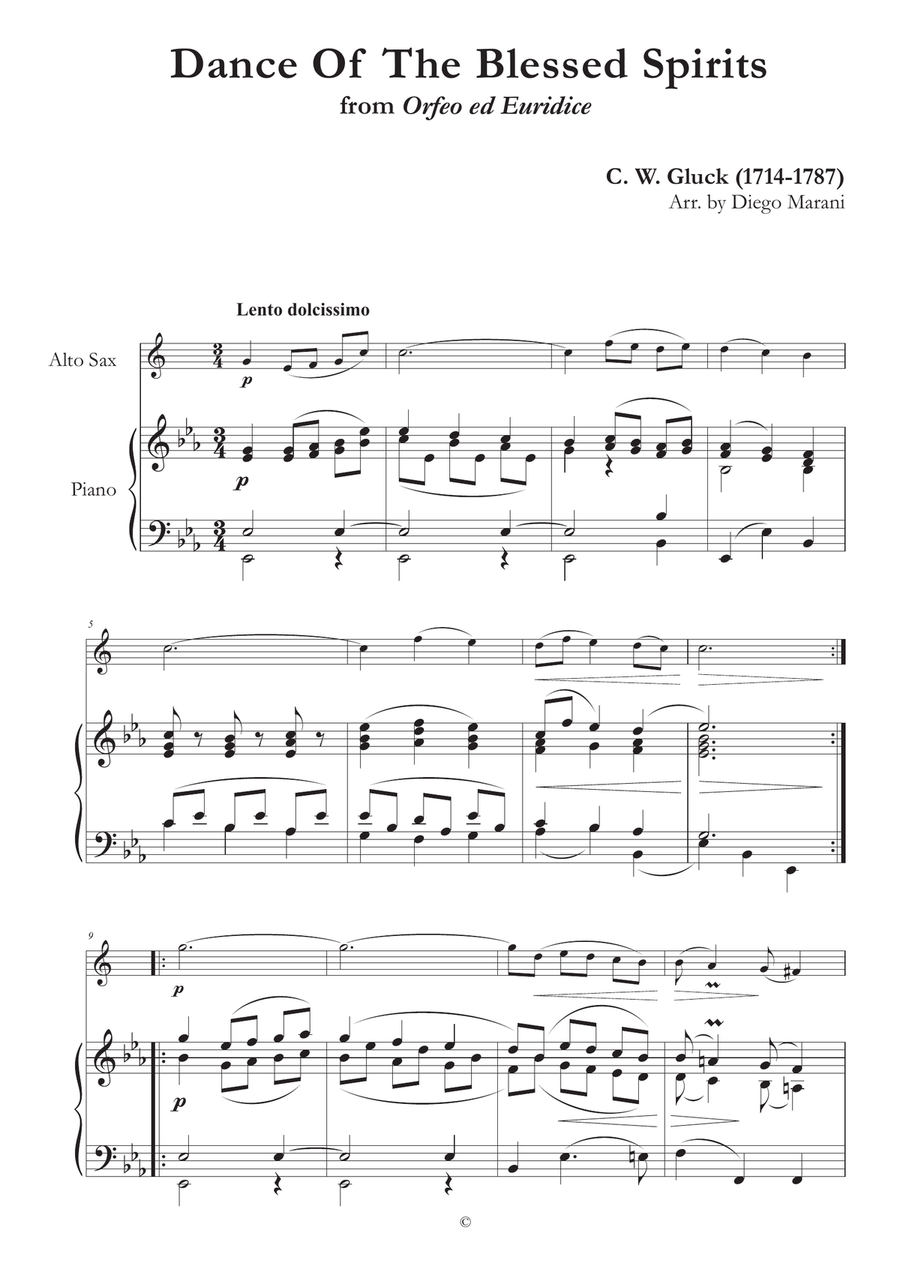 Dance of the Blessed Spirits for Alto Saxophone and Piano Alto Saxophone scores gallery preview page 1