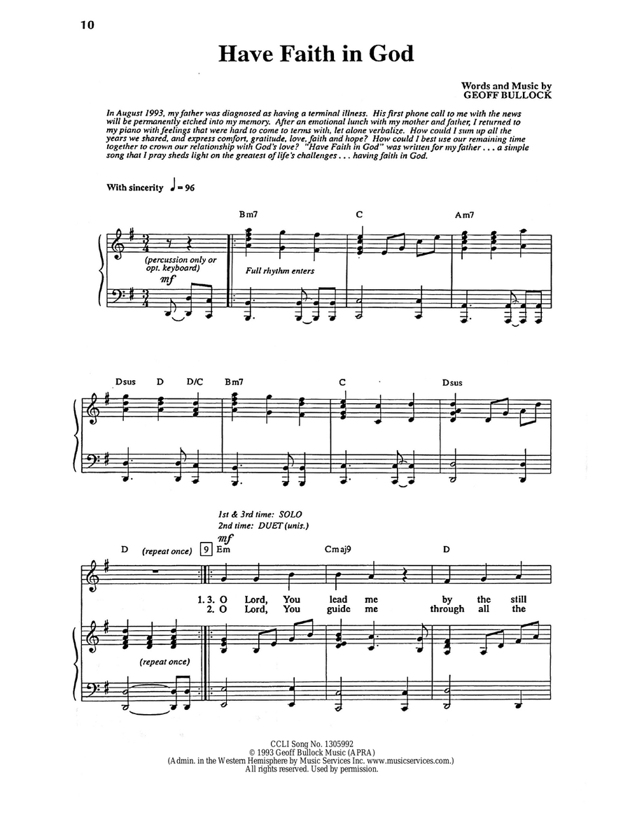 Have Faith In God Have Faith In God Piano, Vocal scores gallery preview page 1