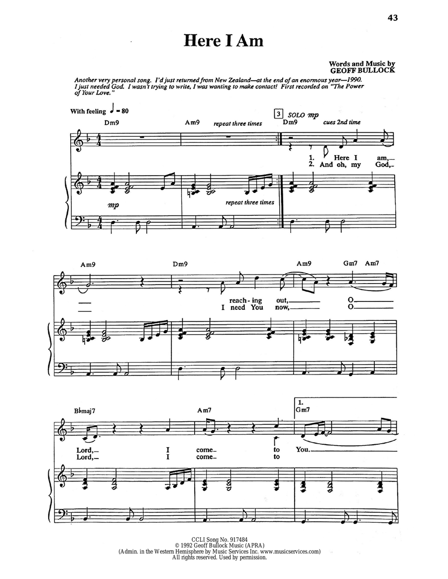 Here I Am Here I Am Piano, Vocal scores gallery preview page 1