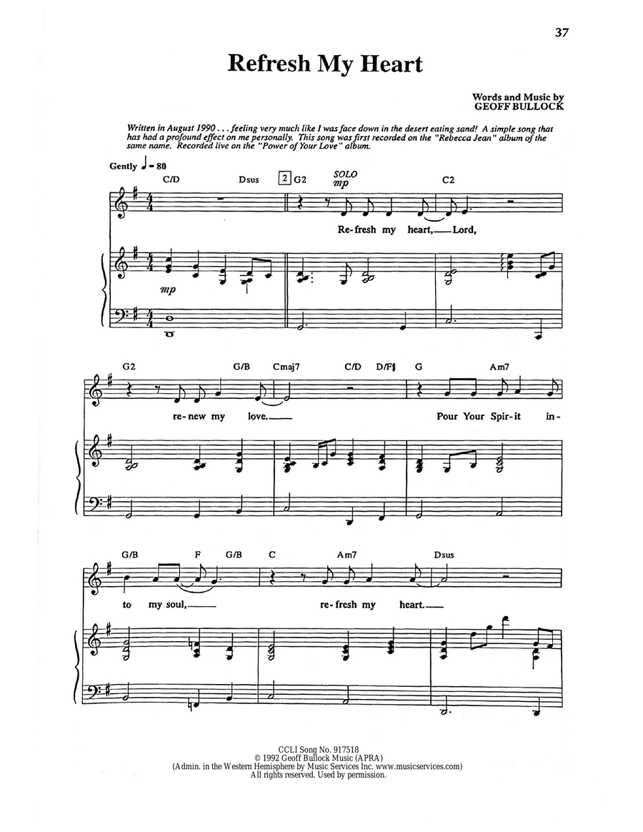 Refresh My Heart Refresh My Heart Piano, Vocal scores gallery preview page 1