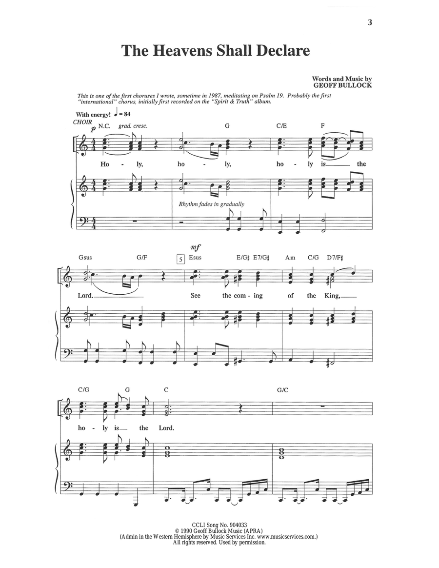 The Heavens Shall Declare Piano, Vocal scores gallery preview page 1
