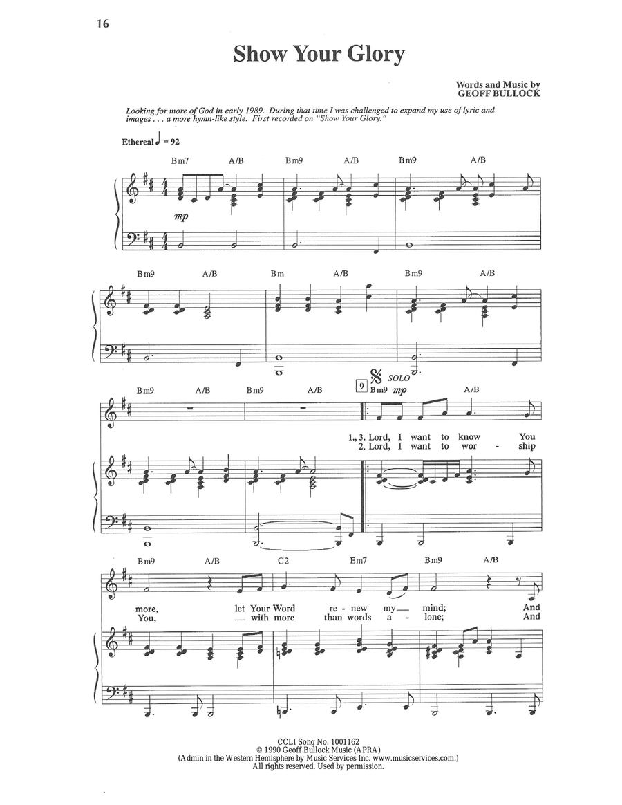 Show Your Glory Show Your Glory Piano, Vocal scores gallery preview page 1