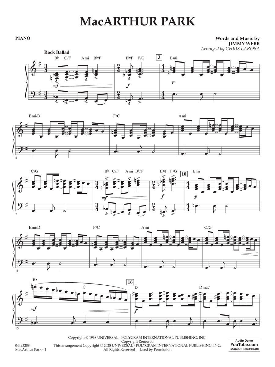 MacArthur Park (arr. Chris Larosa) - Piano String Orchestra scores gallery preview page 1