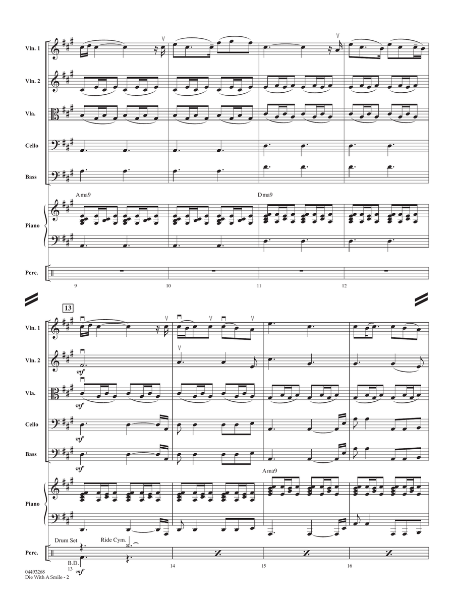 Die With A Smile (arr. Chris Larosa) - Conductor Score (Full Score) String Orchestra scores gallery preview page 2