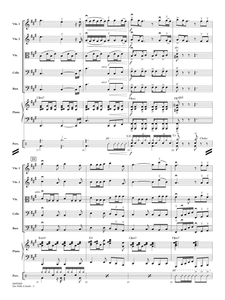 Die With A Smile (arr. Chris Larosa) - Conductor Score (Full Score) String Orchestra scores gallery preview page 3