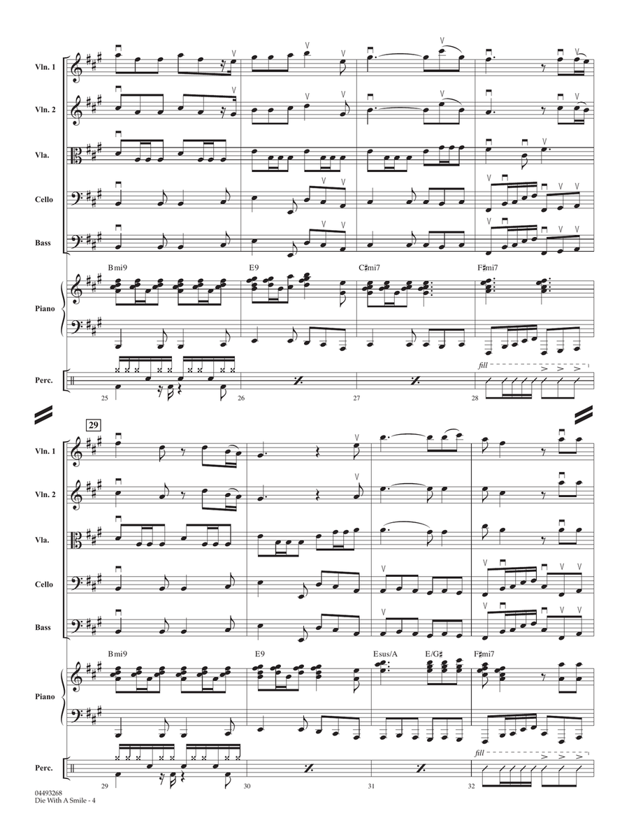 Die With A Smile (arr. Chris Larosa) - Conductor Score (Full Score) String Orchestra scores gallery preview page 4