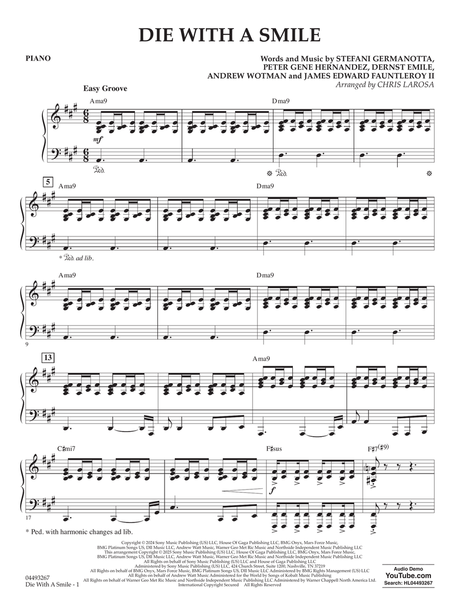Die With A Smile (arr. Chris Larosa) - Piano String Orchestra scores gallery preview page 1
