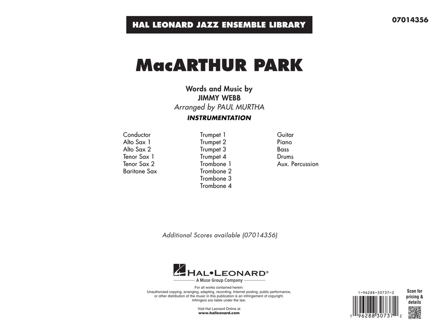 MacArthur Park (arr. Paul Murtha) - Conductor Score (Full Score) Jazz Ensemble scores gallery preview page 1