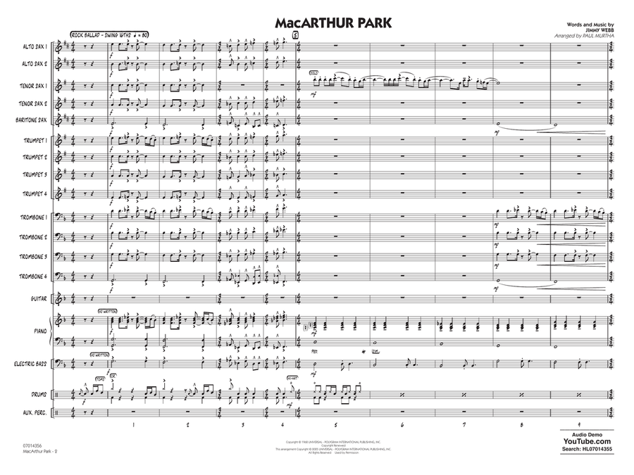 MacArthur Park (arr. Paul Murtha) - Conductor Score (Full Score) Jazz Ensemble scores gallery preview page 2