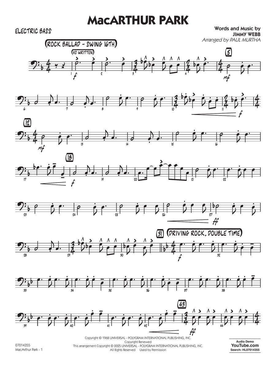 MacArthur Park (arr. Paul Murtha) - Bass Jazz Ensemble scores gallery preview page 1
