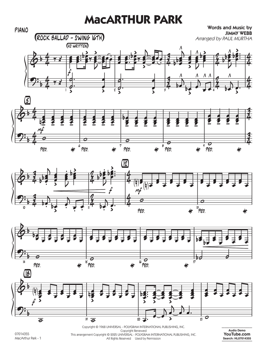 MacArthur Park (arr. Paul Murtha) - Piano Jazz Ensemble scores gallery preview page 1
