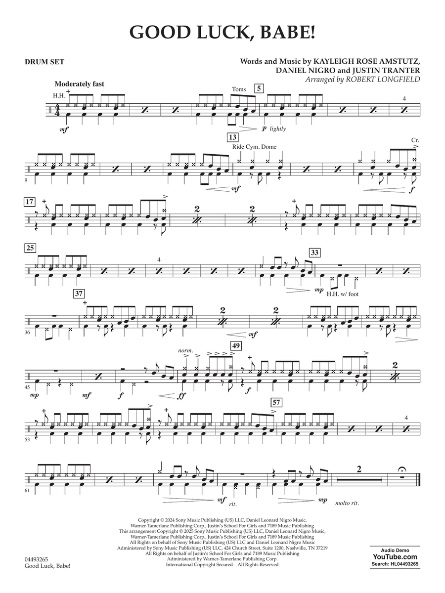 Good Luck, Babe! (arr. Robert Longfield) - Drum Set String Orchestra scores gallery preview page 1