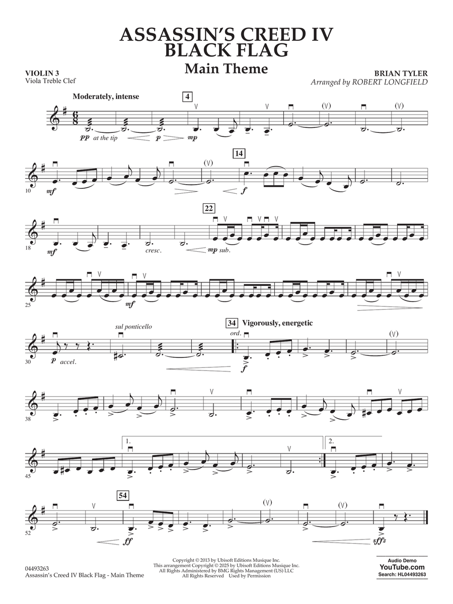 Assassins Creed: Black Flag (arr. Robert Longfield) - Violin 3 (Viola Treble Clef) String Orchestra scores gallery preview page 1