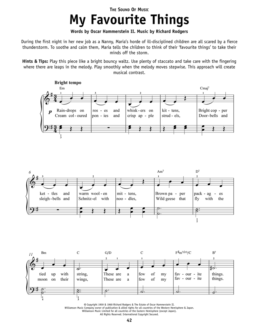 My Favorite Things (from The Sound of Music) Easy Piano scores gallery preview page 1