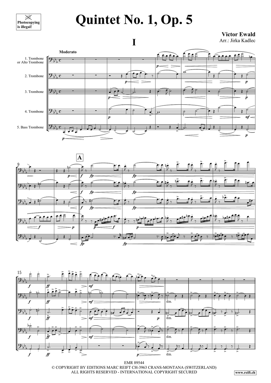 Quintet No. 1, Op. 5 Quintet No. 1, Op. 5 Trombone scores gallery preview page 3
