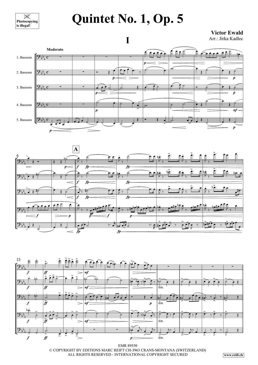 Quintet No. 1, Op. 5 Bassoon scores gallery preview page 3