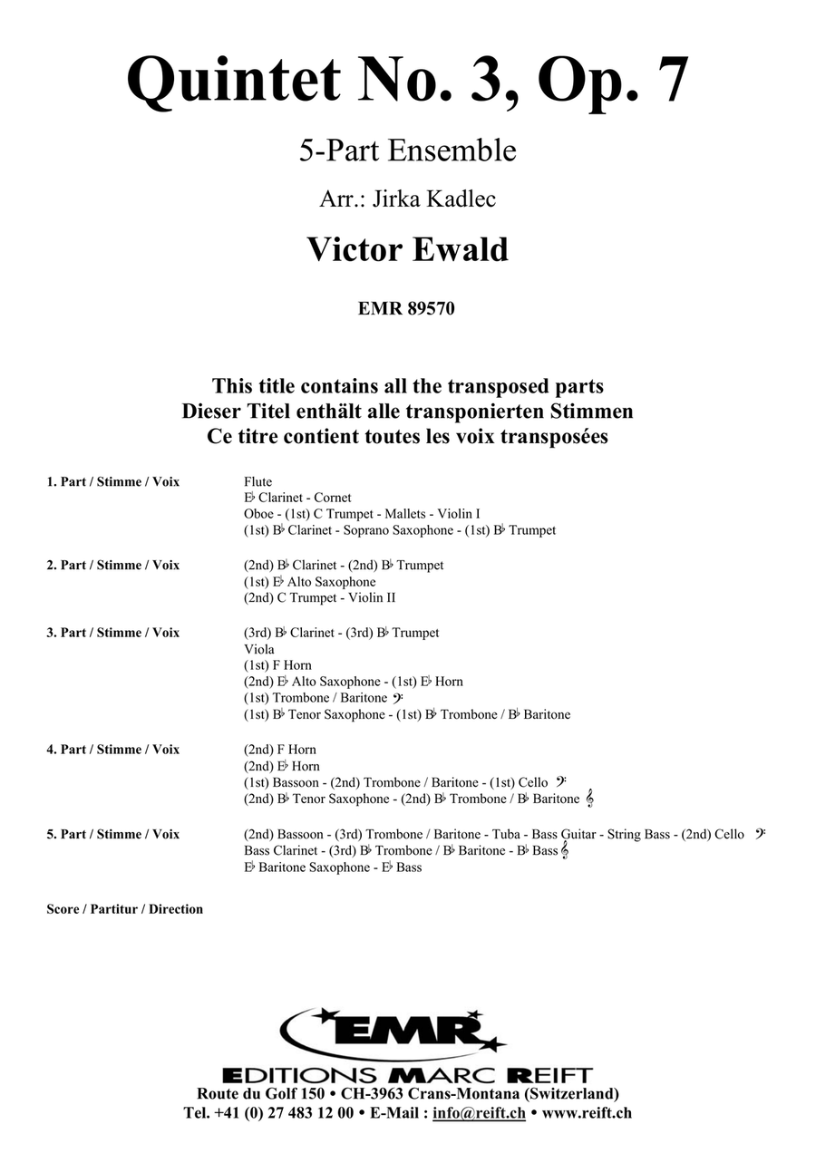 Quintet No. 3, Op. 7 Quintet No. 3, Op. 7 Score scores gallery preview page 2