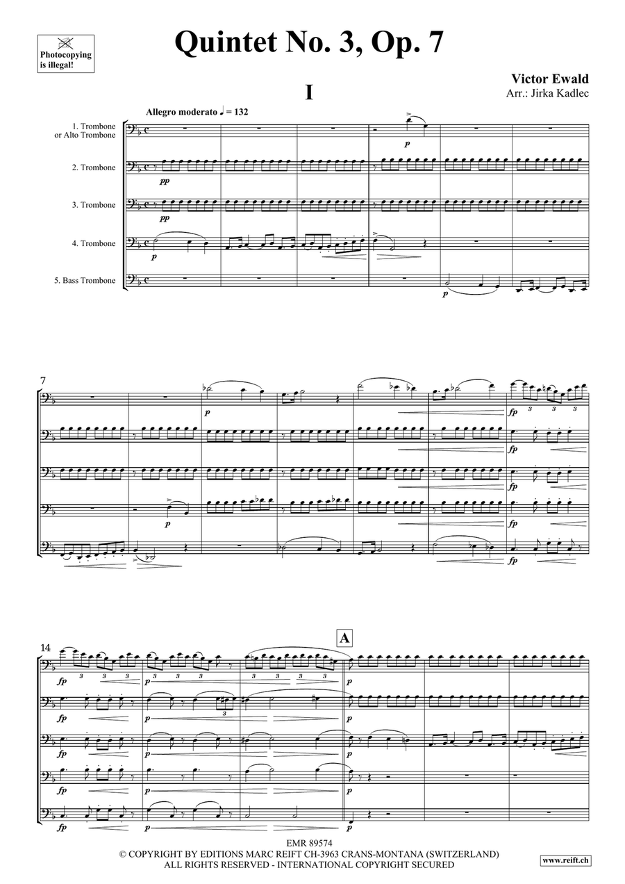 Quintet No. 3, Op. 7 Trombone scores gallery preview page 3