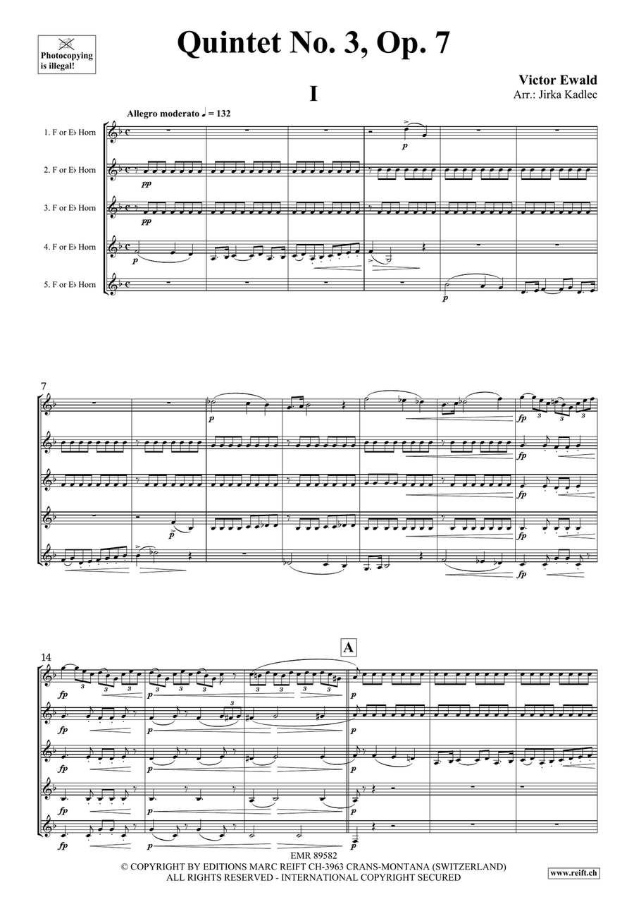 Quintet No. 3, Op. 7 Horn scores gallery preview page 3