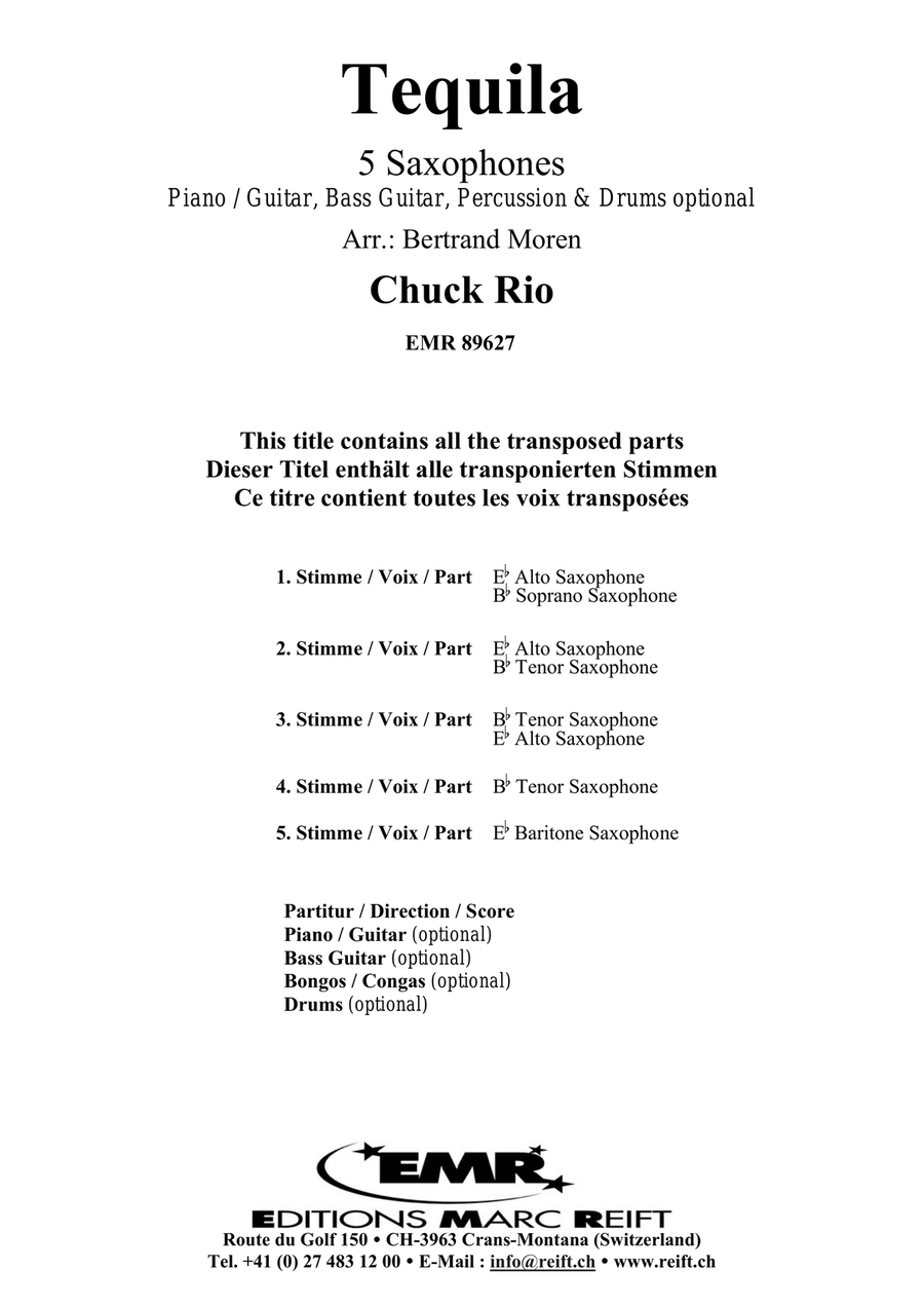 Tequila by Chuck Rio Saxophone Quintet - Sheet Music page 2