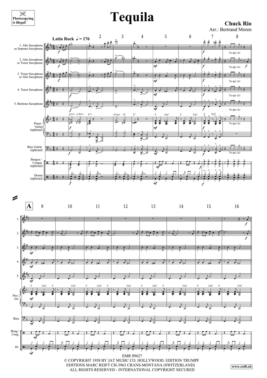 Tequila by Chuck Rio Saxophone Quintet - Sheet Music page 3