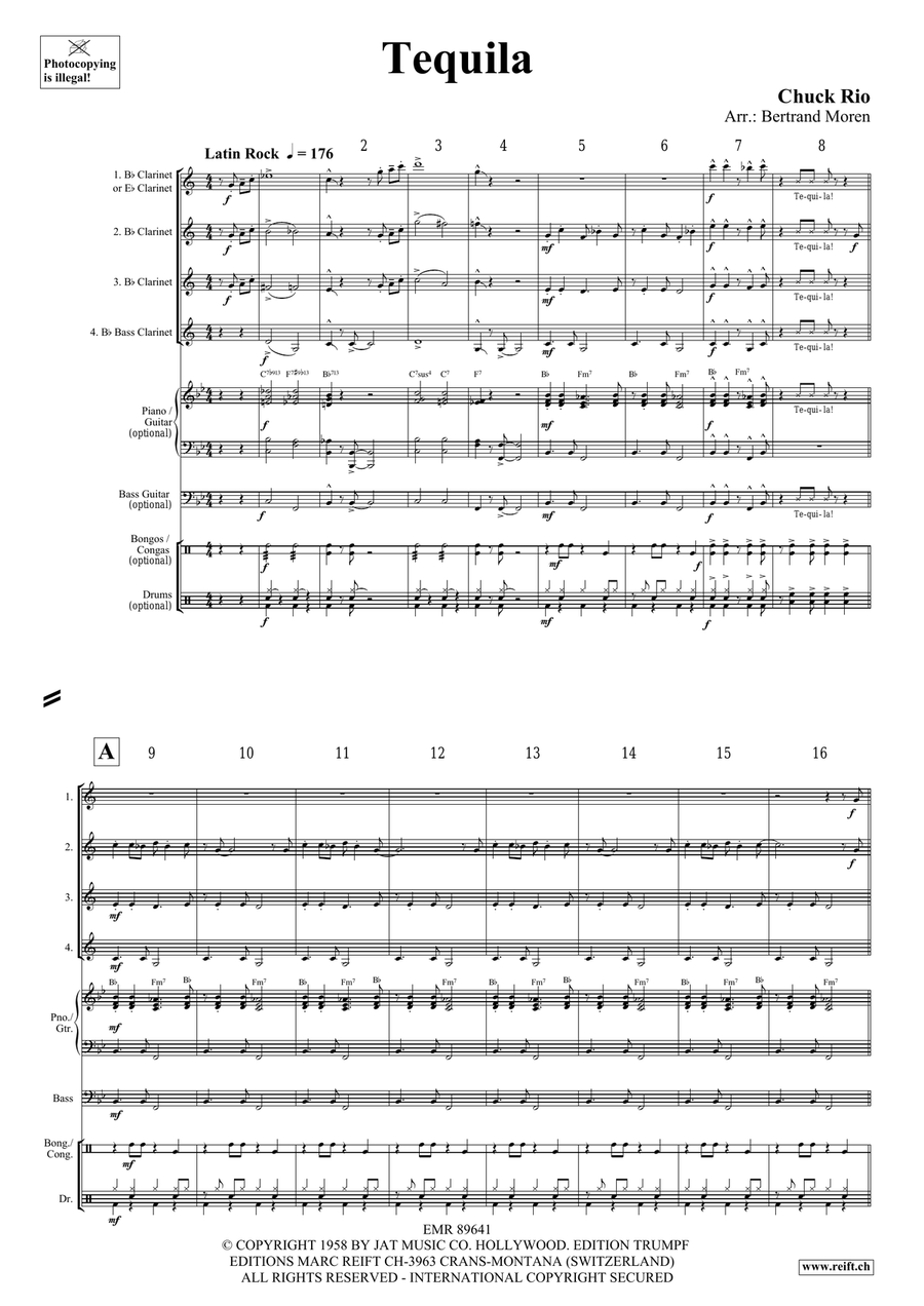 Tequila Tequila Clarinet Quartet scores gallery preview page 3