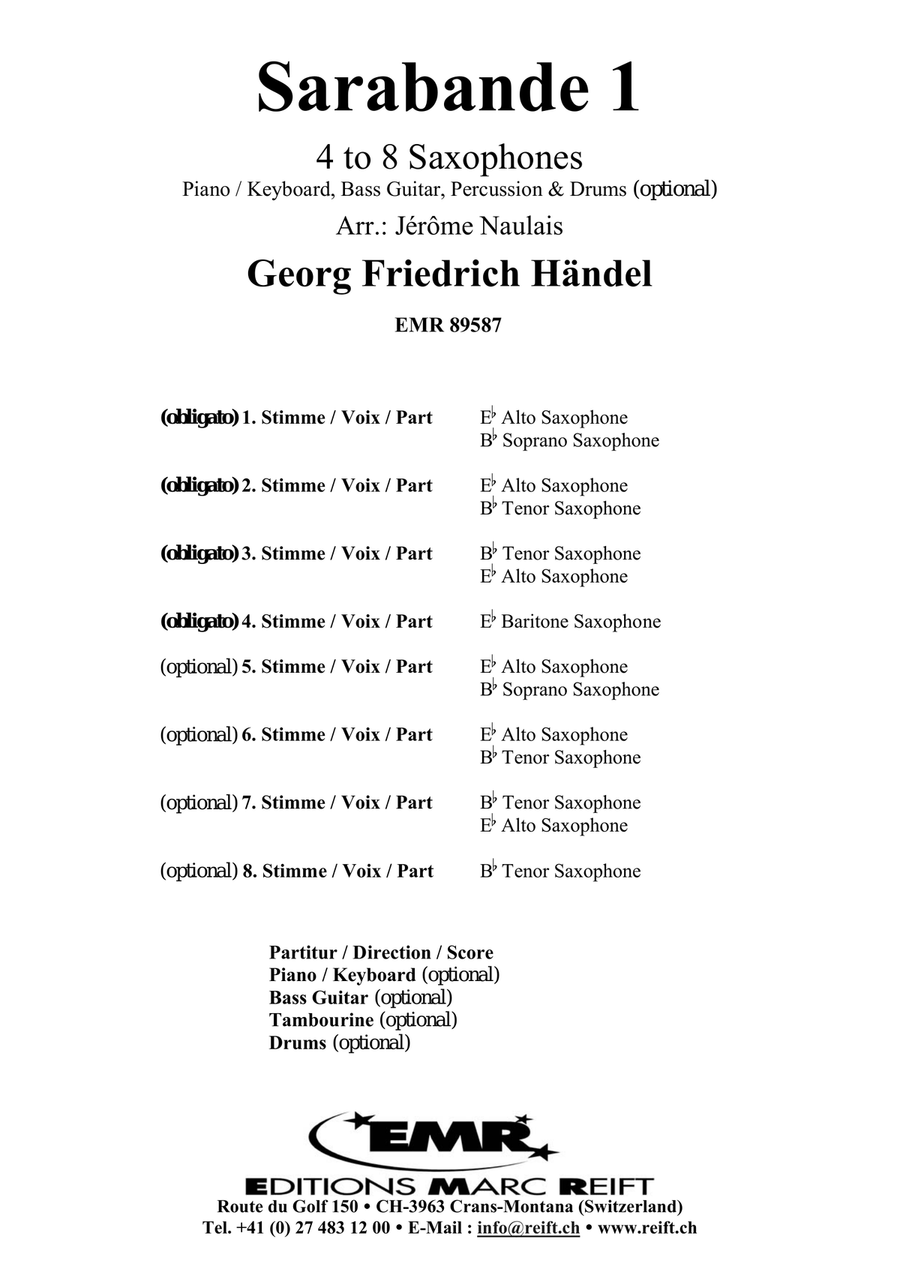 Sarabande 1 Sarabande 1 Saxophone scores gallery preview page 2