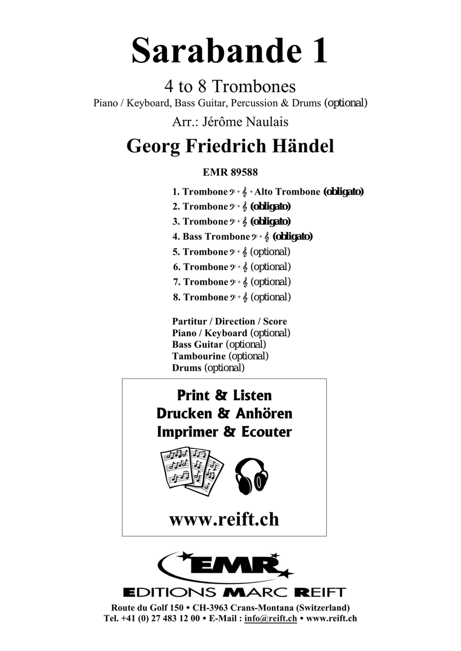 Sarabande 1 Sarabande 1 Trombone scores gallery preview page 2