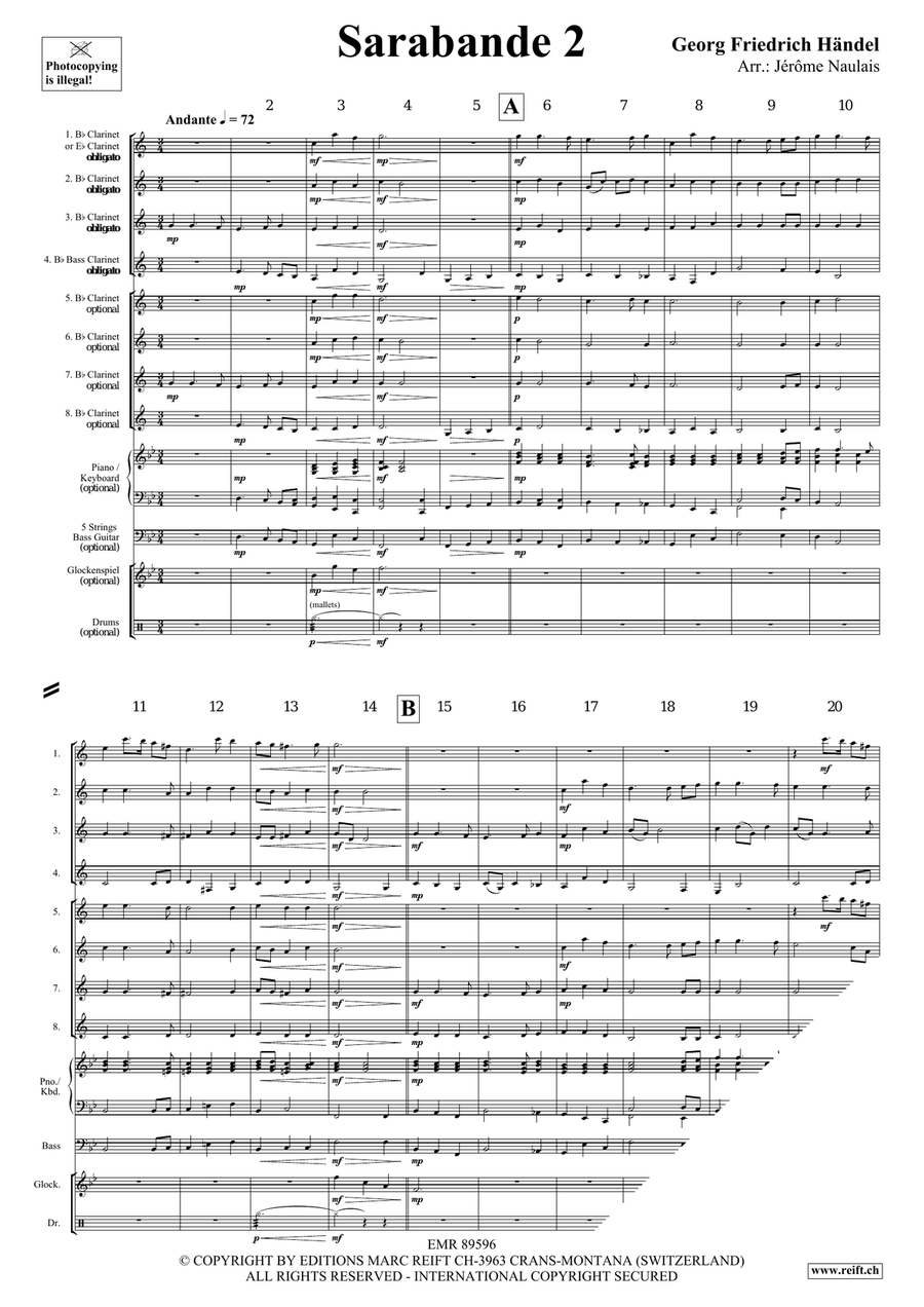 Sarabande 2 Sarabande 2 Clarinet scores gallery preview page 4