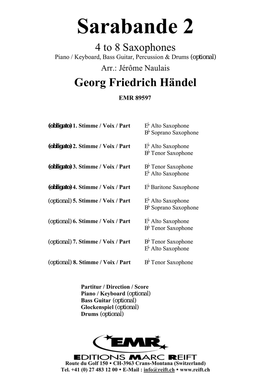 Sarabande 2 Sarabande 2 Saxophone scores gallery preview page 2