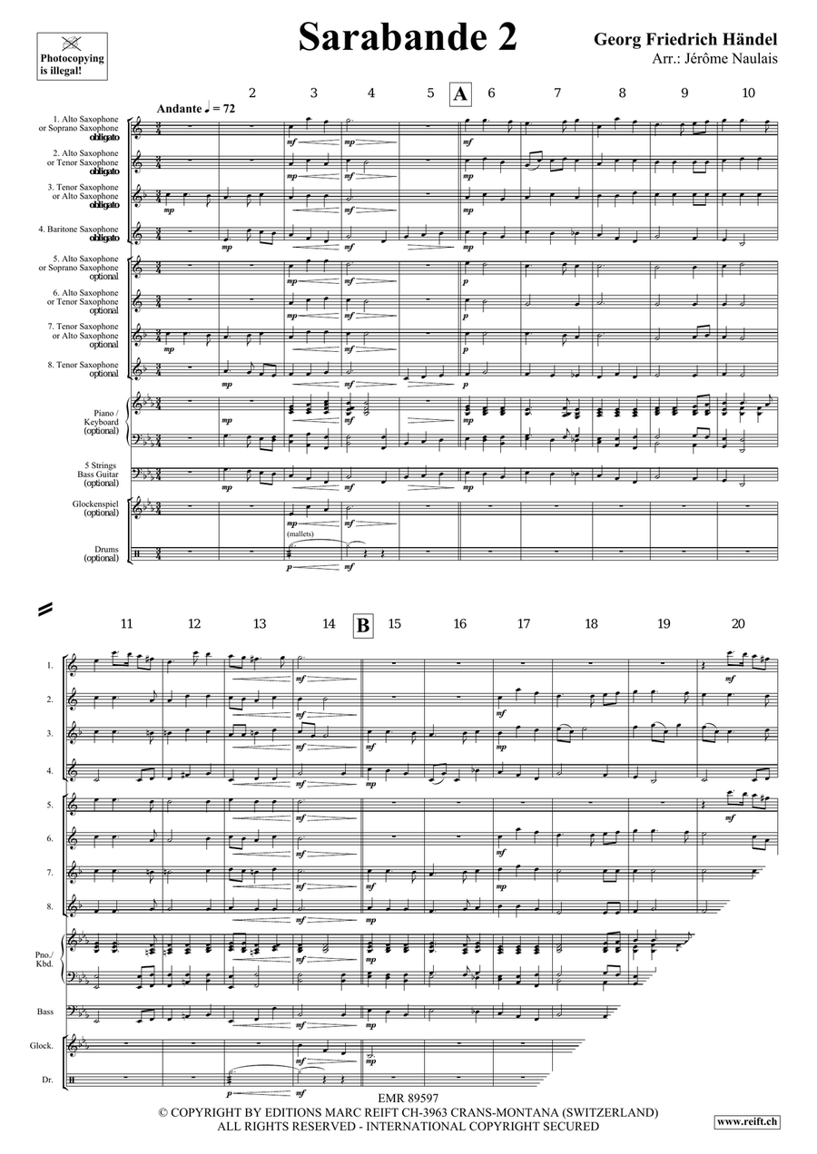 Sarabande 2 Sarabande 2 Saxophone scores gallery preview page 4