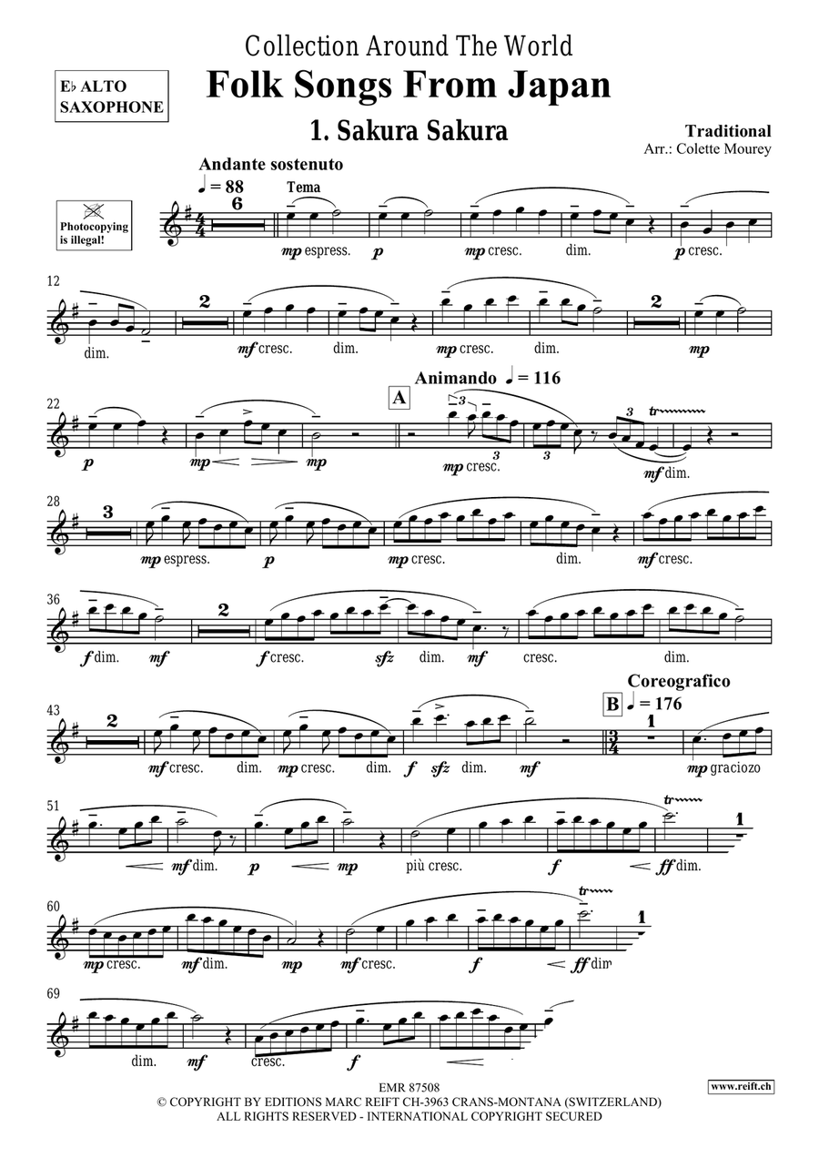 Folk Songs From Japan Folk Songs From Japan Alto Saxophone scores gallery preview page 3