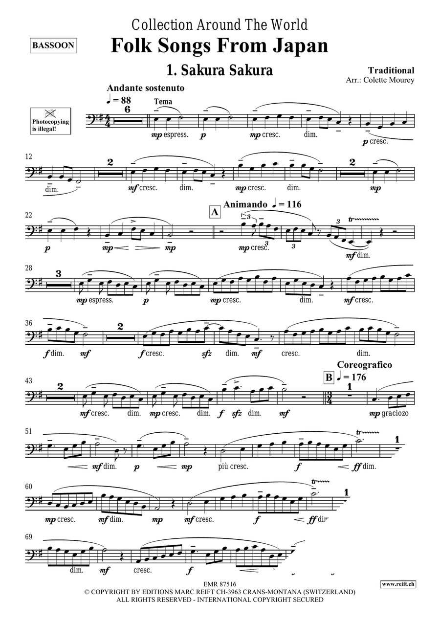 Folk Songs From Japan Folk Songs From Japan Bassoon Solo scores gallery preview page 3