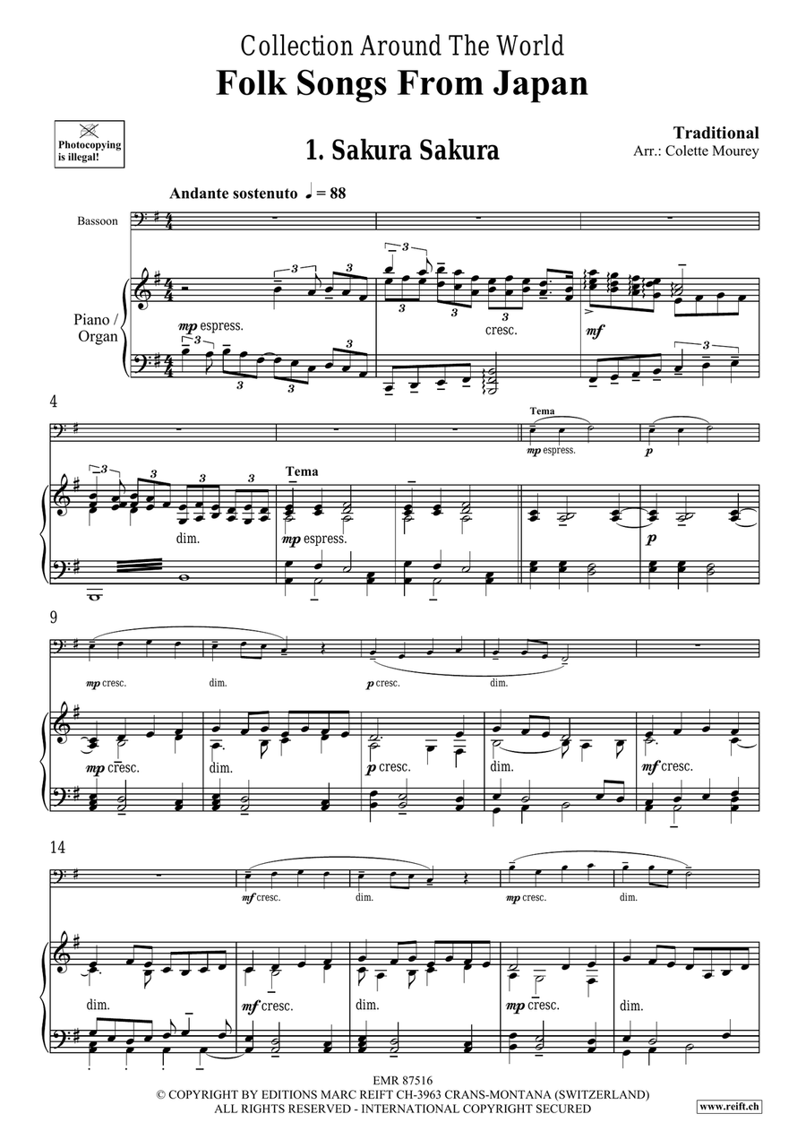 Folk Songs From Japan Folk Songs From Japan Bassoon Solo scores gallery preview page 4