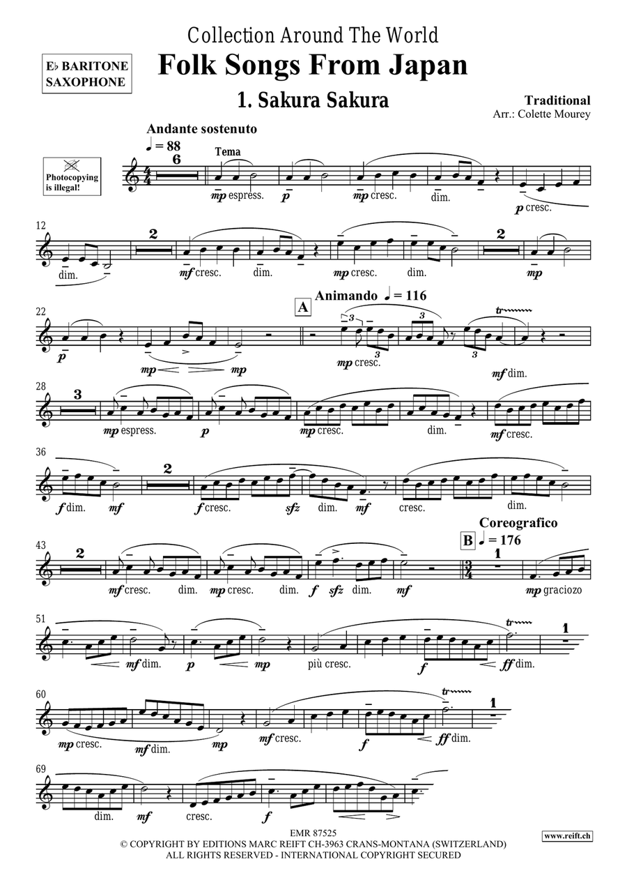 Folk Songs From Japan Folk Songs From Japan Baritone Saxophone scores gallery preview page 3