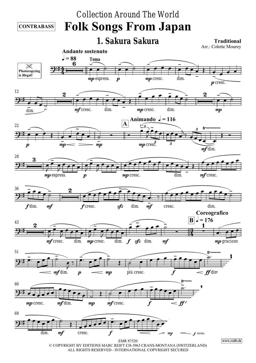 Folk Songs From Japan Folk Songs From Japan Double Bass scores gallery preview page 3