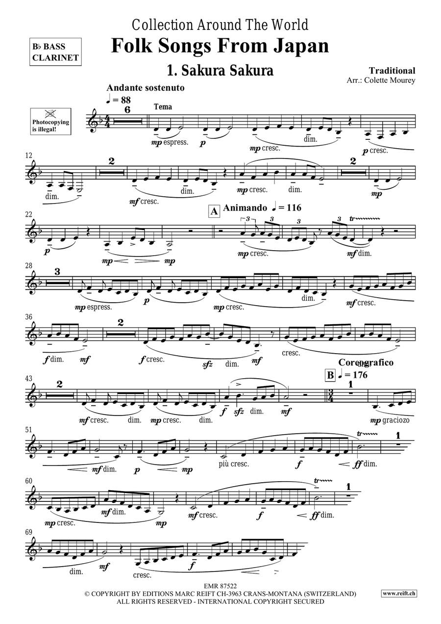 Folk Songs From Japan Folk Songs From Japan Bass Clarinet scores gallery preview page 3