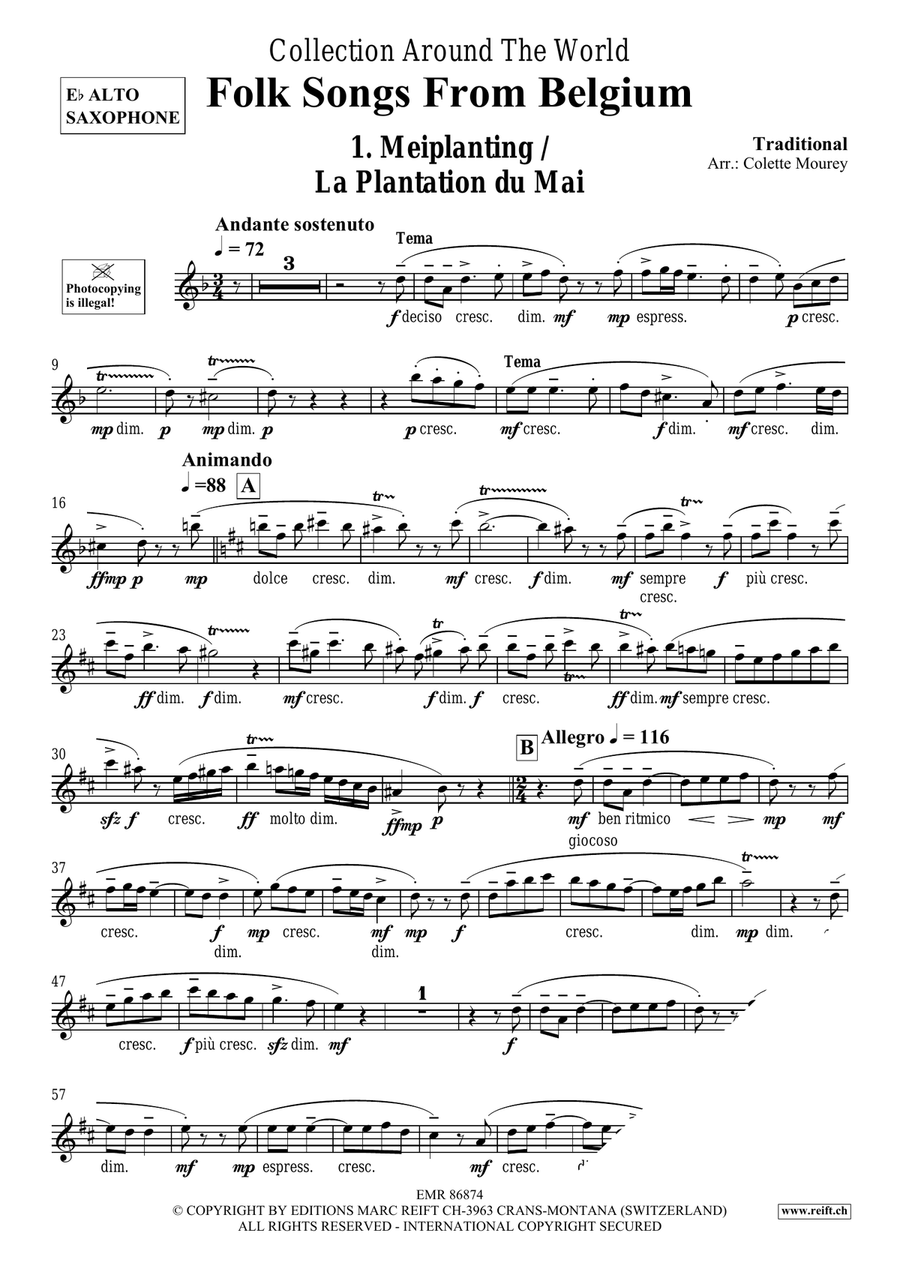 Folk Songs From Belgium Folk Songs From Belgium Alto Saxophone scores gallery preview page 3