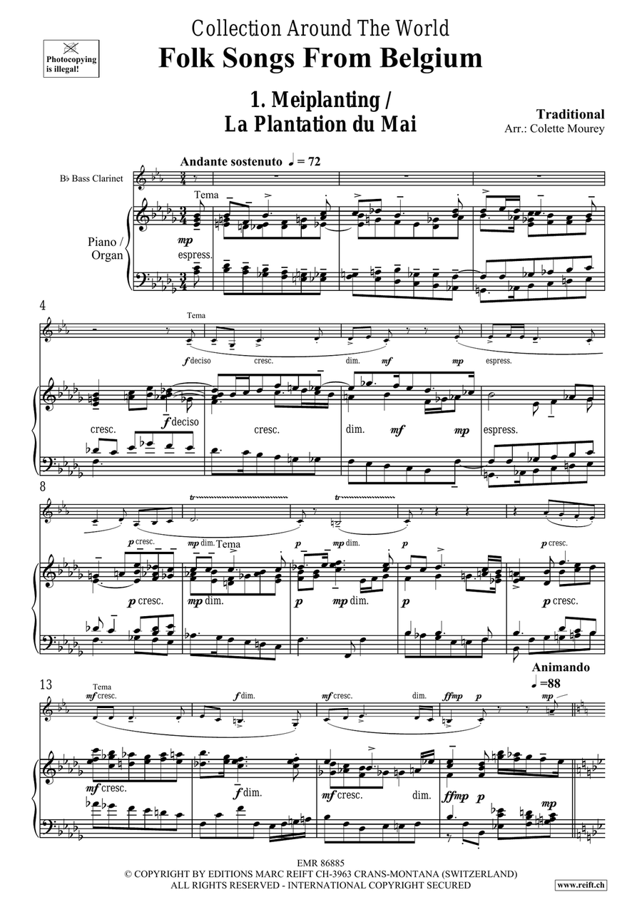 Folk Songs From Belgium Folk Songs From Belgium Bass Clarinet scores gallery preview page 4
