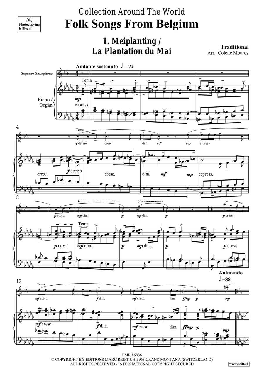 Folk Songs From Belgium Folk Songs From Belgium Soprano Saxophone scores gallery preview page 4