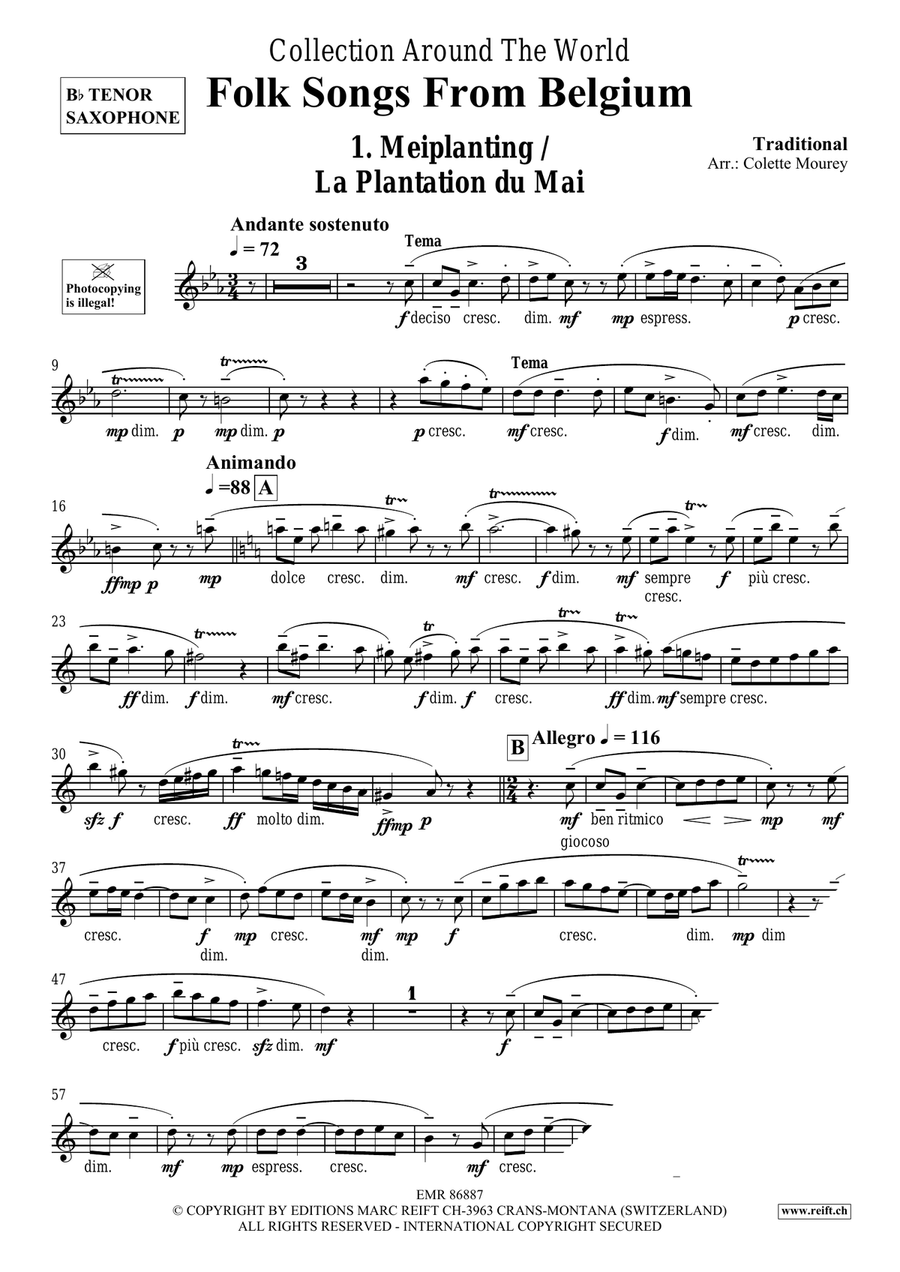 Folk Songs From Belgium Folk Songs From Belgium Tenor Saxophone scores gallery preview page 3
