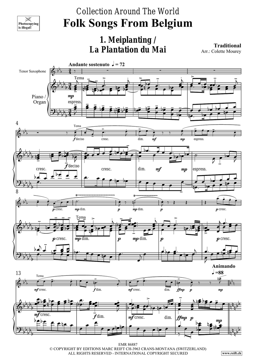 Folk Songs From Belgium Folk Songs From Belgium Tenor Saxophone scores gallery preview page 4