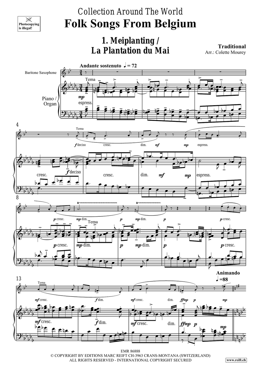 Folk Songs From Belgium Folk Songs From Belgium Baritone Saxophone scores gallery preview page 4