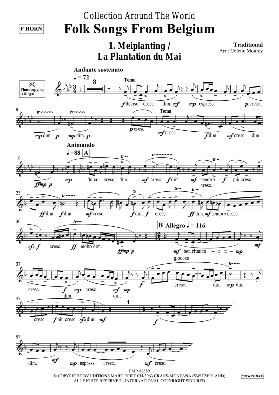 Folk Songs From Belgium Folk Songs From Belgium Horn scores gallery preview page 3