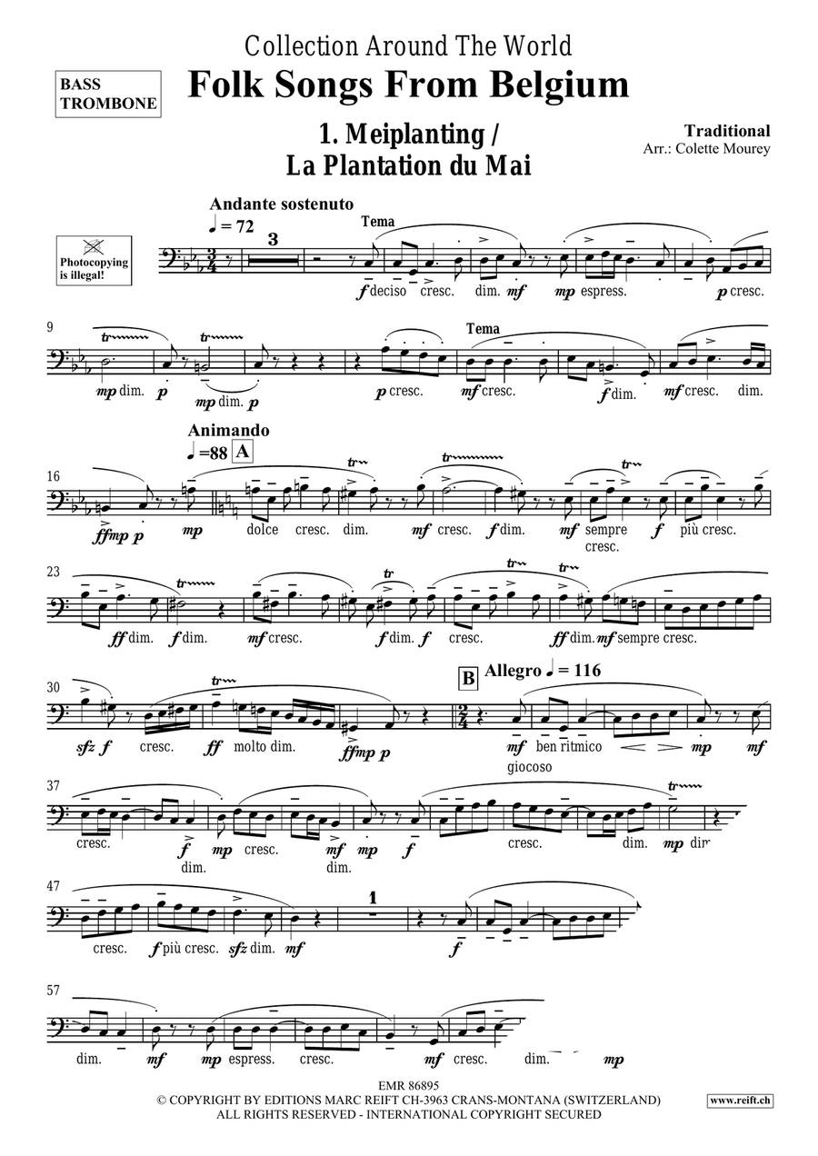 Folk Songs From Belgium Folk Songs From Belgium Trombone scores gallery preview page 3