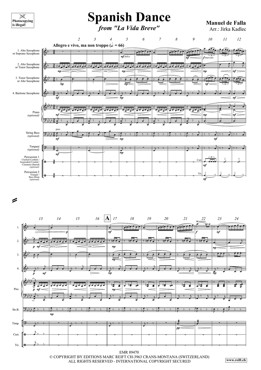 Spanish Dance Spanish Dance Saxophone Quartet scores gallery preview page 3