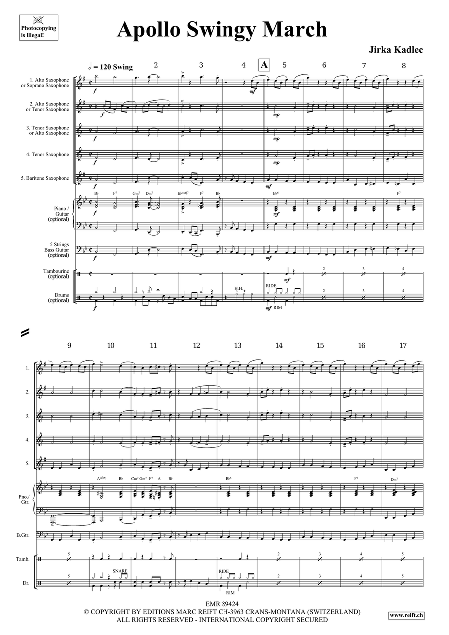 Apollo Swingy March Apollo Swingy March Saxophone Quintet scores gallery preview page 4