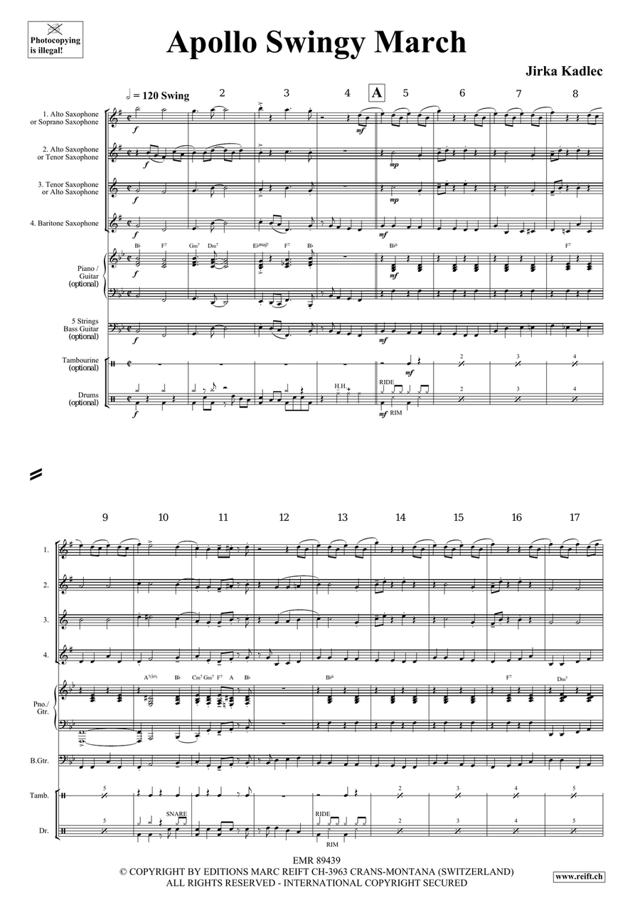 Apollo Swingy March Apollo Swingy March Saxophone Quartet scores gallery preview page 4