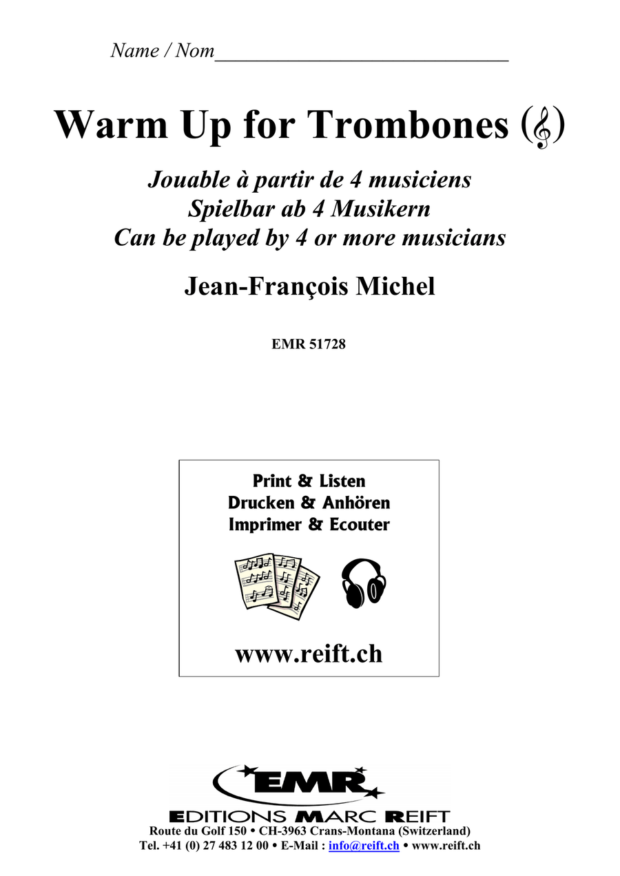 Warm Up for Trombones (Treble Clef) Trombone scores gallery preview page 2